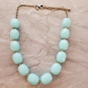 💙 J.Crew Ice Blue Jumbo Beads Beaded Rhinestones Pave Strand Necklace 💙